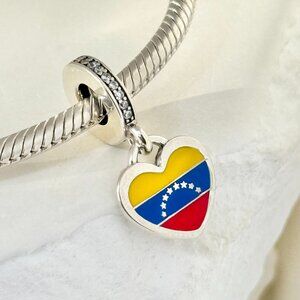 Pandora Venezuela Flag Heart Dangle S925 Silver Charm
